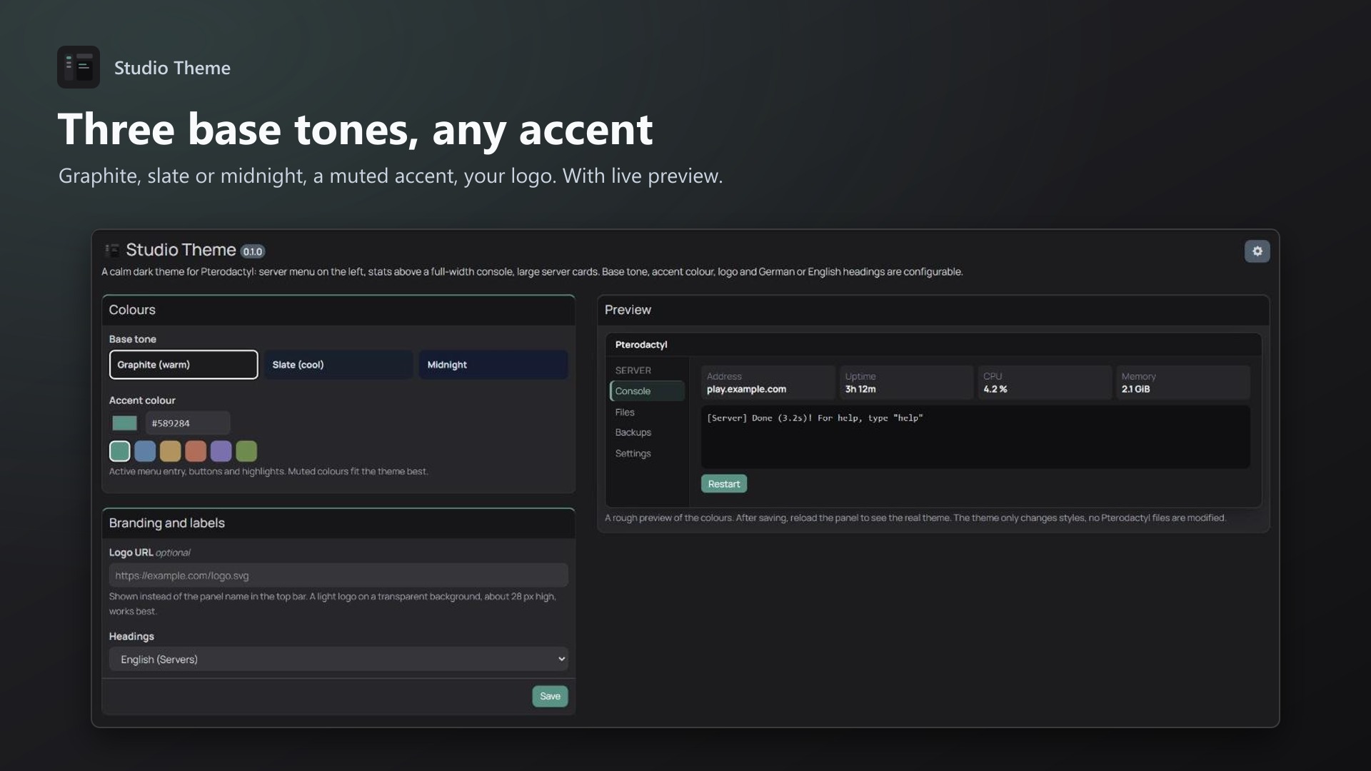 Studio Theme: Settings