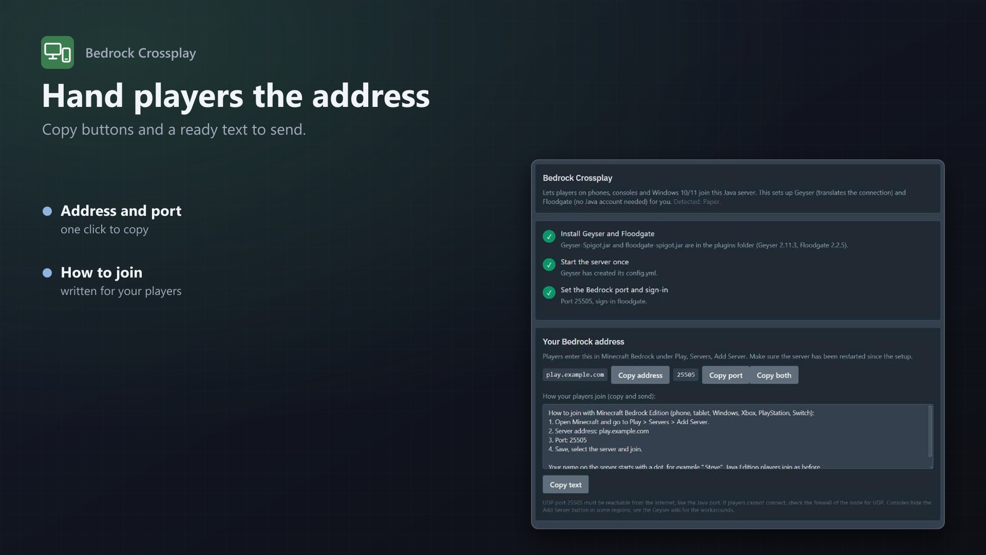 Bedrock Crossplay: Address