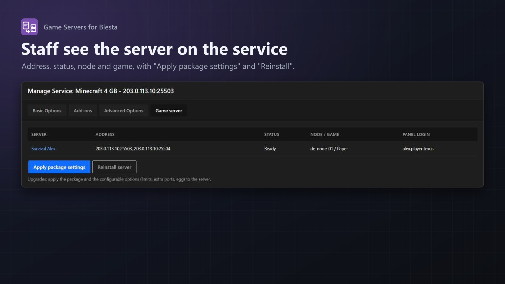 Game Servers for Blesta: Admin