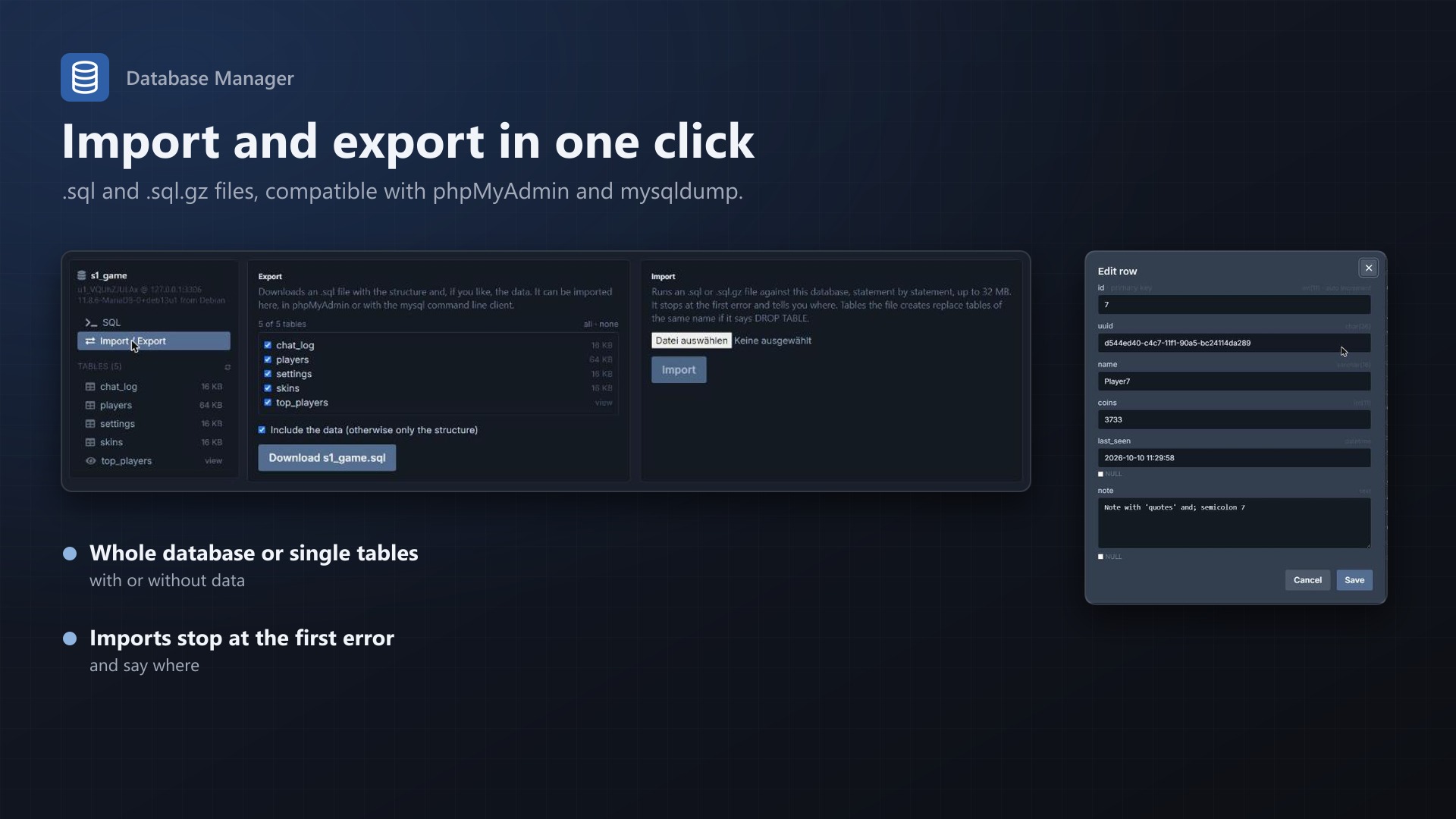 Database Manager: Transfer