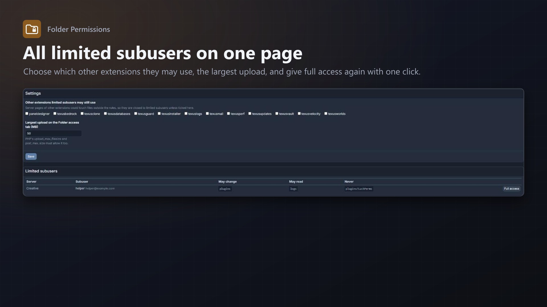 Folder Permissions: Admin