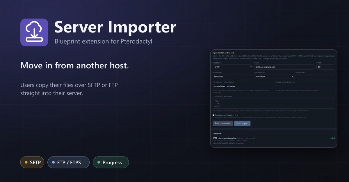 Server Importer for Pterodactyl