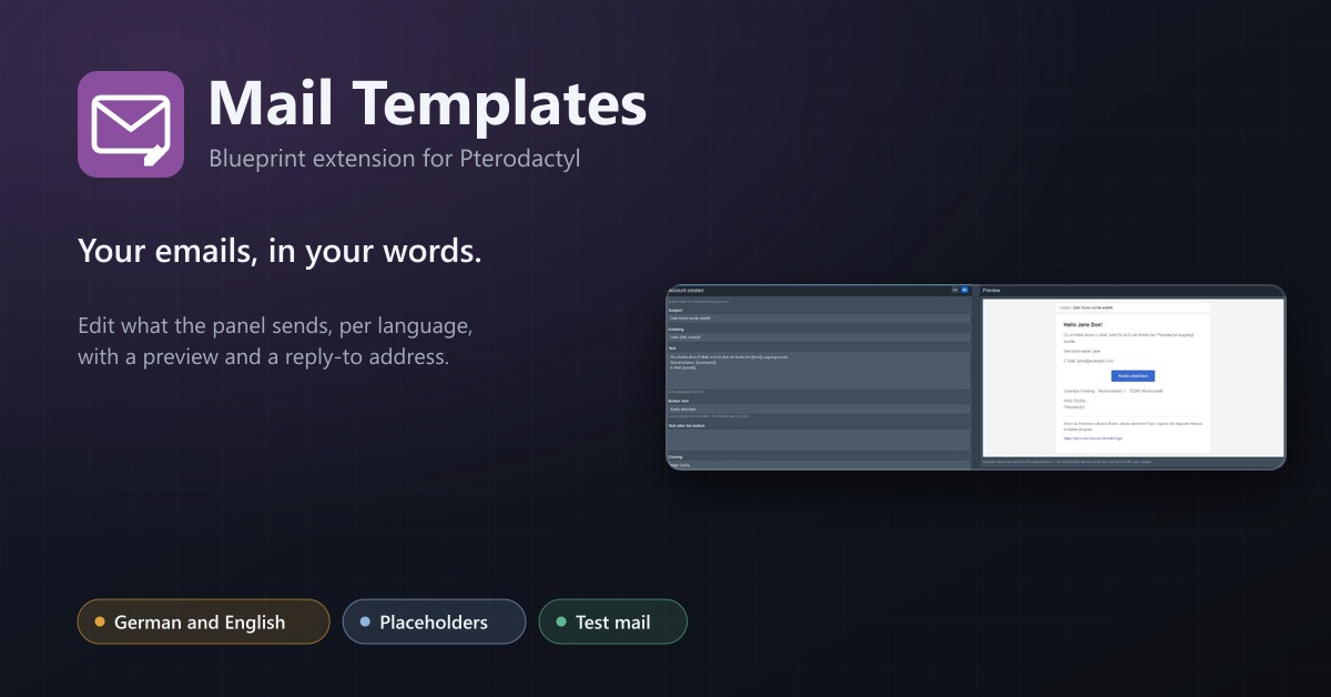 Mail Templates for Pterodactyl