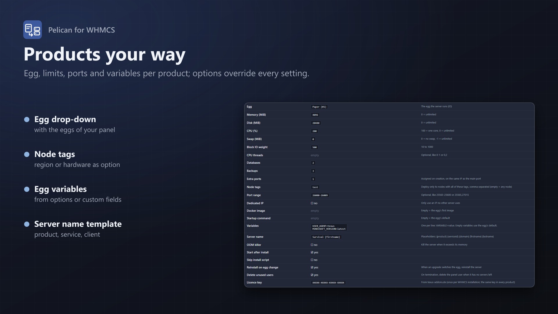 Pelican for WHMCS: Settings