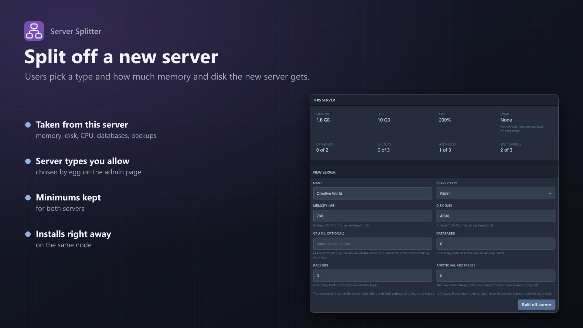 Server Splitter: Split
