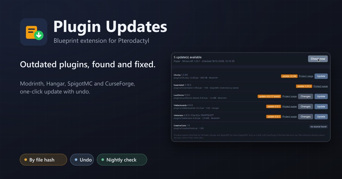 Plugin Updates for Pterodactyl