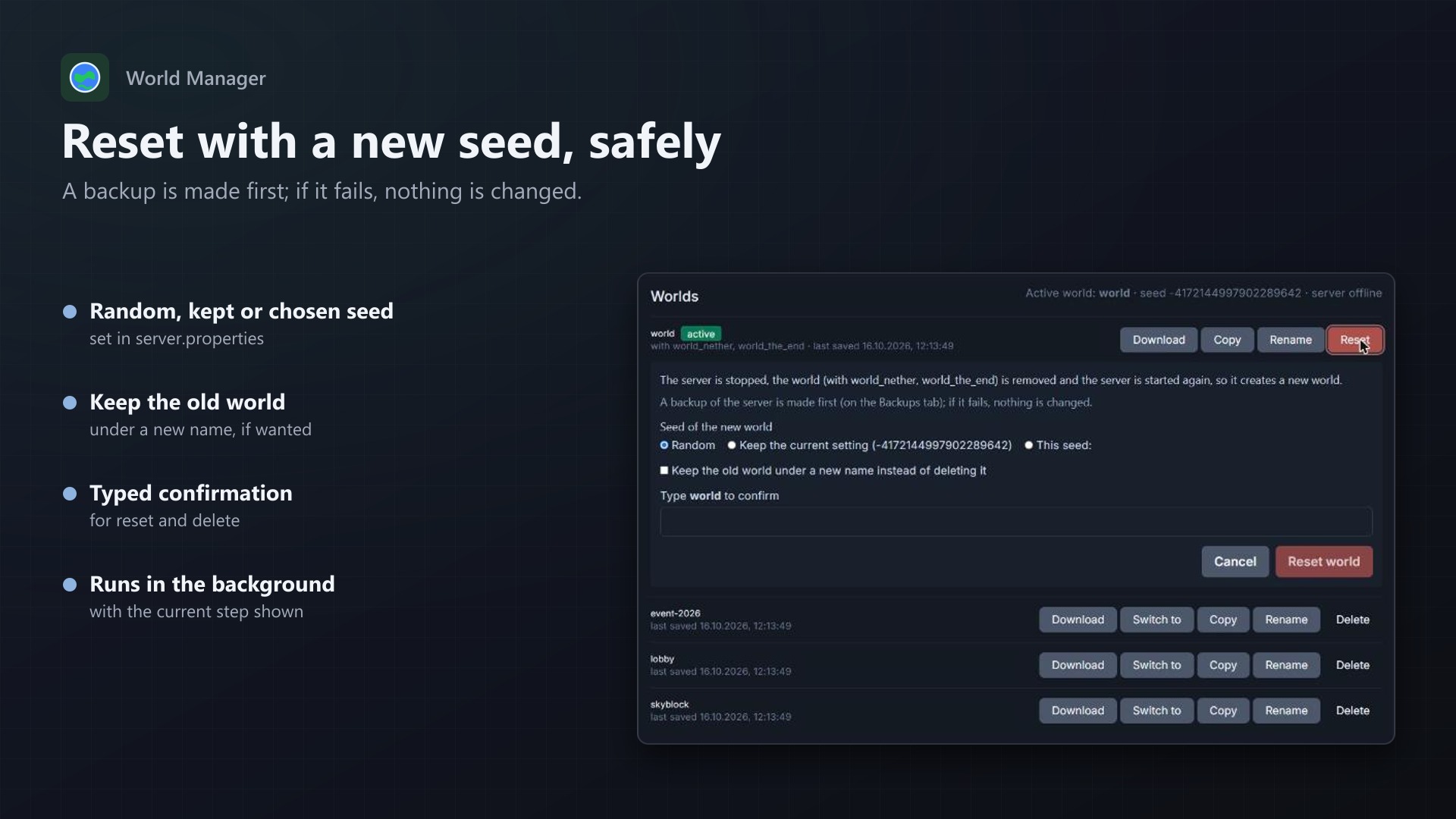 World Manager: Reset